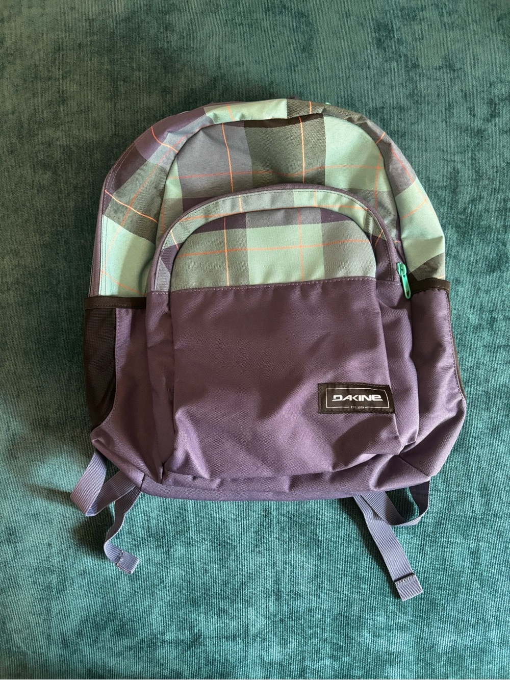 DAKINE Navy & Mint Plaid Backpack